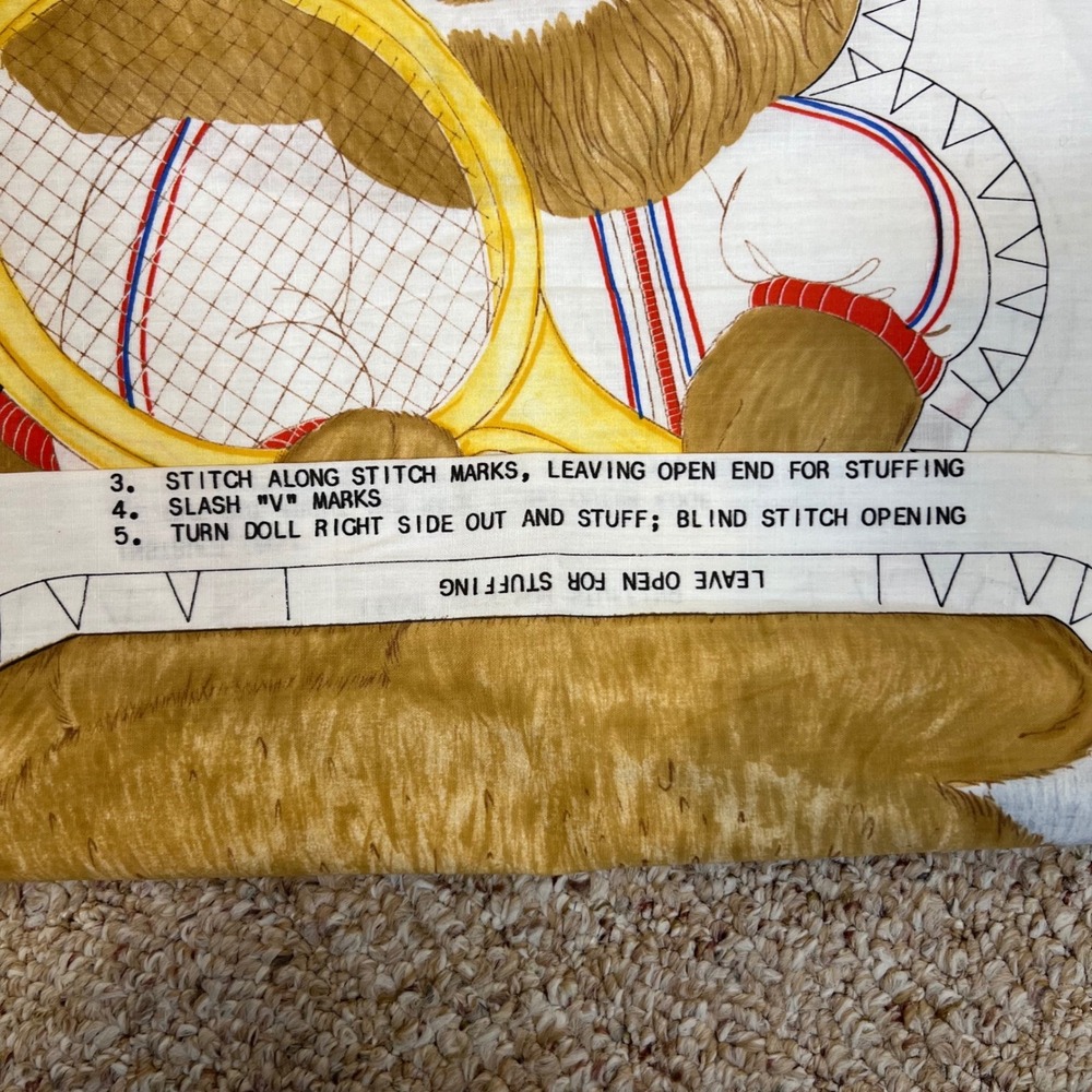 Vintage Springs Mills Lion Tennis Player Fabric Cut and Sew Plush Doll Pattern - Picture 4 of 6